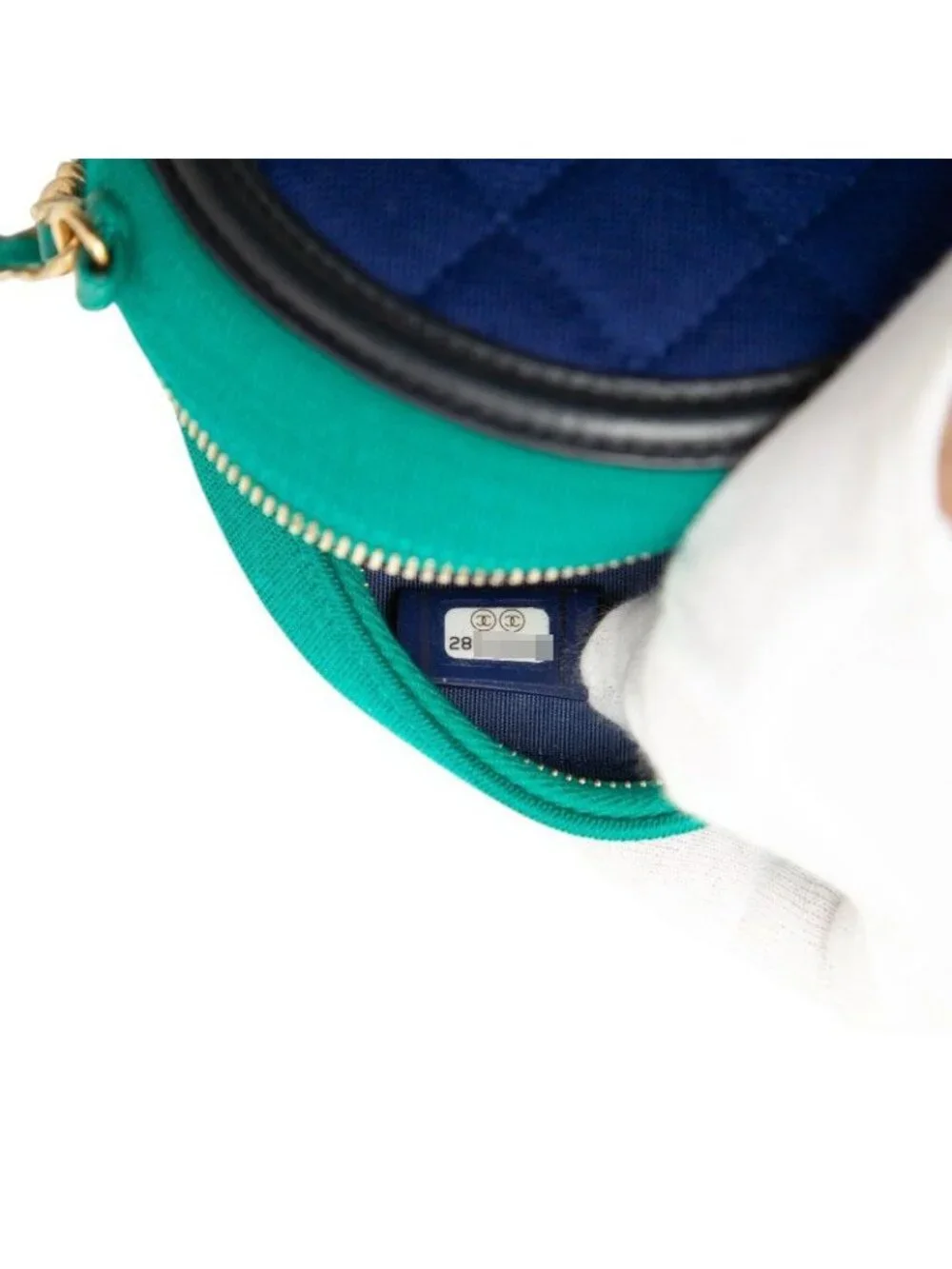 Chanel CC Logo Quilted CC Filigree Crossbody Chain Shoulder Bag Black Blue